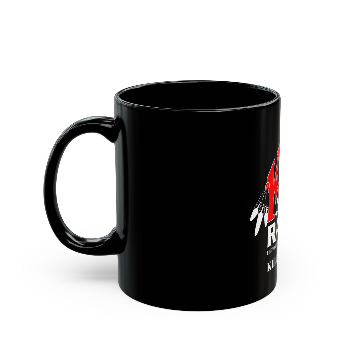 KILI Radio Black Mug - 11oz/15oz Ceramic Coffee Cup, Native American Tribe Gift, Morning Coffee, Radio Station Merchandise, Unique Gift Idea